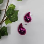 Small 1" Metallic Fuschia Pink Chunky Teardrop Earrings New Photo 0