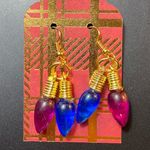 Blue And Purple Christmas Light Bulbs Pierced Earrings Photo 0