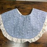Deadstock Vintage handmade eyelet lace collar NEW pastel country blue Peter Pan Photo 0