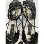 Womans Cami 9 Black Velvet Strappy Open Toe Stiletto Pumps Accents Photo 5