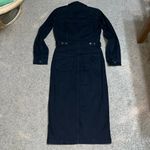 Gap  Utility Long Sleeve Denim Jean Midi Dress Collared Button Up Slit Black XS‎ Photo 6