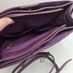 Bebe  Bella Smooth Medium Satchel Handbag Shoulder Bag Crossbody Purse Purple Photo 6