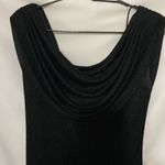 Alex Evenings SIZE 4 BLACK SILVER GLITTERY Sheath Dress w/ DRAPE Cowl Neck Photo 3