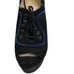 Paris Hilton Royal Black Blue Suede Peep Toe Lace Up 5 Inch Stilettos Heels 8M Purple Size 8 Photo 4