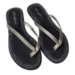 Perla Marre Beaded Black Flip Flops Size 8 Silver Photo 0