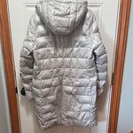 Lands' End Metallic Silver Gray Hooded Puffer Jacket XL Photo 4
