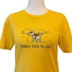 Teddy The Dog Happy Tails Hiking Dog Tee Shirt Womens Small Yellow Photo 2