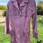American Vintage VTG Early 1990s Pink Fringe Leather Coat Photo 2
