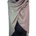 Heather brushed grey ribbed poncho cape wrap layering large open front scarf Gray Size undefined Photo 9