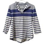 Tommy Bahama Womens 1/2 Zip Pullover Size M White & Blue Striped Long Sleeve Photo 0