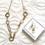 Banana Republic Chain Link Necklace Set Gold Circle Drop Earrings Modern Office Photo 3