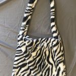 Zebra Print Y2k Fluffy Shoulder Bag White Photo 0