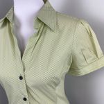 EXPRESS  Design Green Pinstripe Studio Career Fitted Blouse Small Photo 1