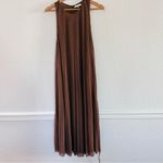 Vince  Brown High Neck Pleated Midi Dress Size Large Photo 1