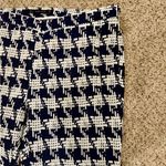 ZARA Basic Navy Houndstooth Slim Ankle Pants | Y2K Preppy Workwear Trousers L Photo 4