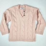 Rumored Oversized V Neck Cable Knit Sweater Size XS Pink New Photo 0