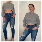 Forever 21  Crop Sweatshirt Slouchy Athleisure Gray Sporty Medium Photo 1