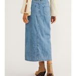 NEW Happily Grey Womens sz 13 Blue High Waist Long Denim Midi Skirt 90s Casual Photo 1