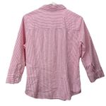LL Bean Pink Stripe 3/4 Sleeve Button Up Cotton Seersucker Shirt Size MEDIUM Photo 4