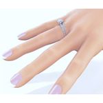 Boutique Platinum 925‎ Silver Leaf Design Engagement Ring Simulated Diamond | Sz 6 NEW Photo 4