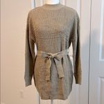 NWT Cozy Waffle Knit Crewneck Sweater Dress with Belt Tan Size Small Photo 4