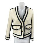 AQUA Boucle Contrast Cream Black Tweed Colorblock Long Sleeve Blazer Jacket S Photo 1