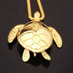 Large Gold Sea Turtle Pendant Necklace Stainless Steel Big Jewelry Men, Womans Photo 2