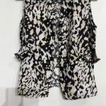 Carol Little Leopard Print Linen Button Down Sleeveless Blouse Sz S White Photo 3