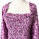 Free People  Smock It To Me Shirred Mini Dress in Purple Multi Size Small Photo 3