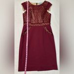 Antonio Melani Maroon Sheath Midi Dress Cap Sleeve Photo 3