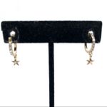 Mini Hoop With Dangling Star decor In Gold Tone and Rhinestone Photo 2