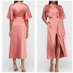 EXPRESS  Satin Wrap Midi Dress in Rose Pink Photo 1