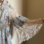 American Vintage Vintage 70s Prairie Floral Boho Maxi Dress Wide Lace Sleeves Sz Small Gunne Sax Photo 3