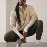 Athleta New L Cascade Cargo Terry Sweatshirt Large Abalone Beige Photo 0