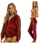 Aviator Nation  5 Stripe Velour Tracksuit Jogger Set Women's Red Size Large Photo 1