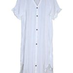 Cupshe Womens L White V-Neck & Curved Hem Button Up Cover-Up NEW Photo 1