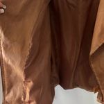 Max Studio  XL Tan Cognac Faux Leather Moto Jacket Notch Lapel Zip Pockets Biker Photo 3