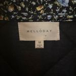 MELLODAY  Floral Quilted Jacket Black Blue Coat Button Up Feminine Womens Medium Photo 4