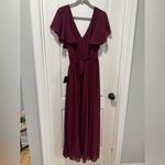 Lulus ‎ Convincing Grace NWT size Small Burgundy Flutter Sleeve Wrap Maxi Dress Photo 11