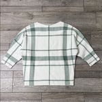 Adrienne Vittadini  Checkered Knit Sweater/Top in Green and White Photo 1