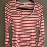 Loft Striped Red and White Long Sleeve Top Photo 0
