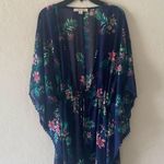 Francesca blue floral top shirt blouse swimsuit coverup Photo 4