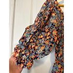 Free People  NWT Show Me Love Navy Floral Puff Sleeve Romper Sz Small Linen Blend Photo 7