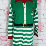 Tiara International elf green white Christmas sweater w jingle bells Photo 0