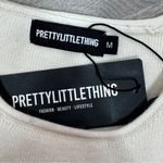 Pretty Little Thing  Ribbed Knit Racer Back Crop Tank Top Cream Medium Photo 8