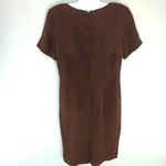 Madison Gray Vintage 100% Silk Shift Brown Midi Dress‎ Sz.8 Photo 3