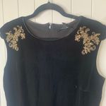 White House | Black Market  black velvet gold embroidered shift dress medium petite Photo 2