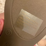 Crown & Ivy  Tan and White Sandals with T-Strap Design Photo 1