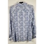 Professional Work Top Blue Gray White Womens Blouse Semi Sheer Long Slv Size 8 Photo 6