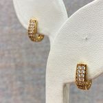 Sparkling Rose Gold Tone CZ Hoop Earrings Minimalist Modest Everyday Glam Photo 1